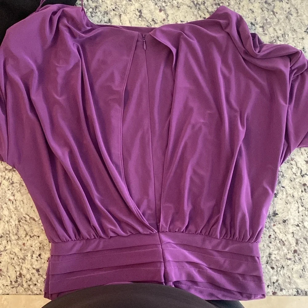 Adrianna Papell purple banded blouson jersey dress 6 TT30